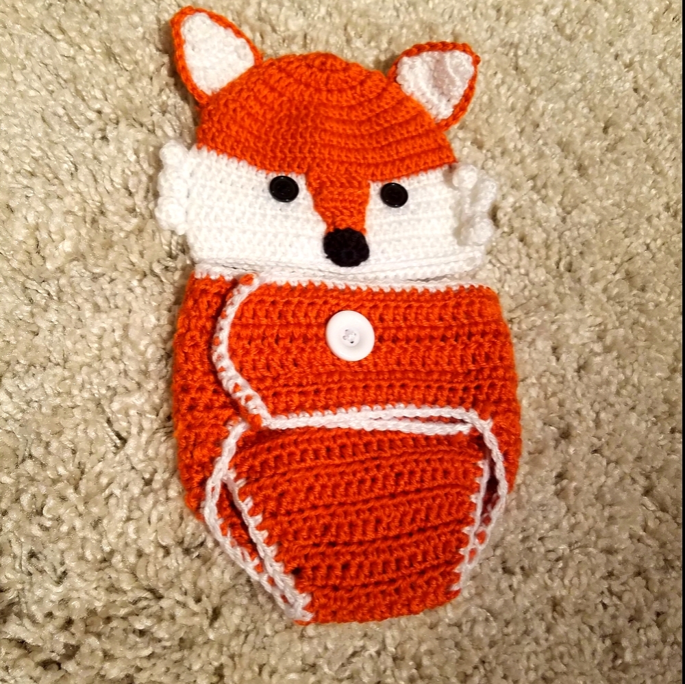 So'Dorable Knitted Fox Hat & Diaper Cover